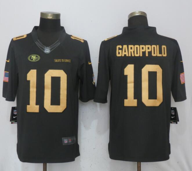 Nike 49ers #10 Jimmy Garoppolp Anthracite Gold Salute To Service