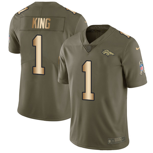 Nike Broncos #1 Marquette King Olive Gold Mens Stitched NFL Limi