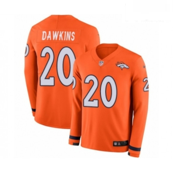 Men Nike Denver Broncos 20 Brian Dawkins Limited Orange Therma L