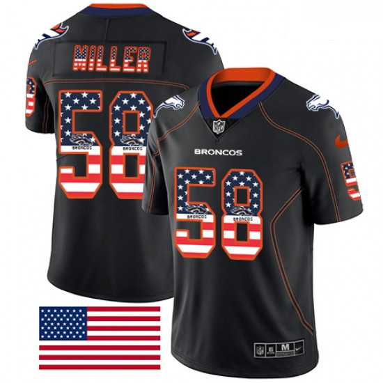 Men Nike Denver Broncos 58 Von Miller Limited Black Rush USA Flag NFL Jersey