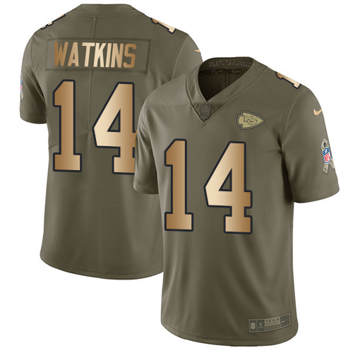 Nike Chiefs #14 Sammy Watkins Olive Gold Mens Stitched NFL Limited 2017 Salute To Service Jersey