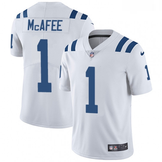 Men Nike Indianapolis Colts 1 Pat McAfee White Vapor Untouchable Limited Player NFL Jersey