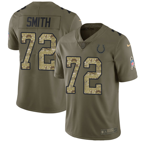 Nike Colts #72 Braden Smith Olive Camo Mens Stitched NFL Limited