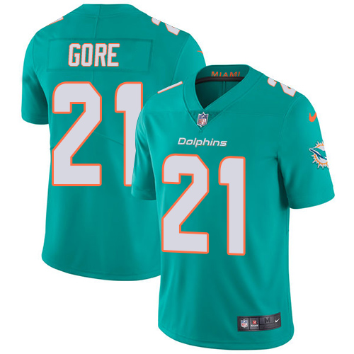 Nike Dolphins #21 Frank Gore Aqua Green Team Color Mens Stitched NFL Vapor Untouchable Limited Jerse