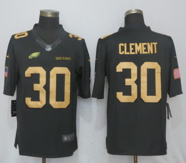 Nike Eagles #30 Corey Clement Anthracite Gold Salute To Service Limited Jersey