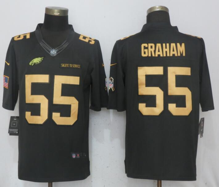 Nike Eagles #55 Brandon Graham Anthracite Gold Salute To Service Limited Jersey