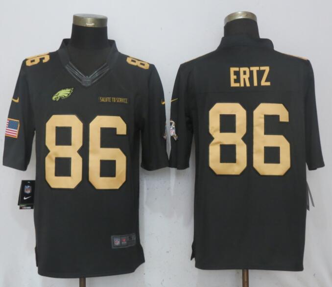 Nike Eagles #86 Zach Ertz Anthracite Gold Salute To Service Limited Jersey