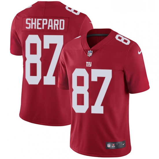 Mens Nike New York Giants 87 Sterling Shepard Red Alternate Vapor Untouchable Limited Player NFL Jer