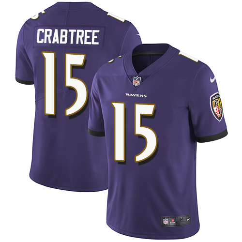 Nike Ravens #15 Michael Crabtree Purple Team Color Mens Stitched NFL Vapor Untouchable Limited Jerse