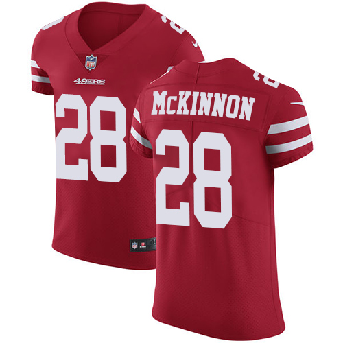 Nike 49ers #28 Jerick McKinnon Red Team Color Mens Stitched NFL Vapor Untouchable Elite Jersey