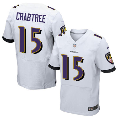 Nike Ravens #15 Michael Crabtree White Mens Stitched NFL New Elite Jersey