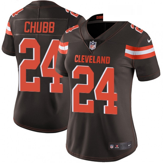 Womens Nike Cleveland Browns 24 Nick Chubb Brown Team Color Vapor Untouchable Limited Player NFL Jer