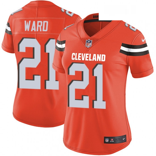 Womens Nike Cleveland Browns 21 Denzel Ward Orange Alternate Vapor Untouchable Limited Player NFL Je