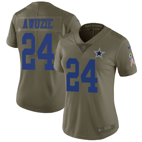 Nike Cowboys #24 Chidobe Awuzie Olive Womens Stitched NFL Limited 2017 Salute to Service Jersey
