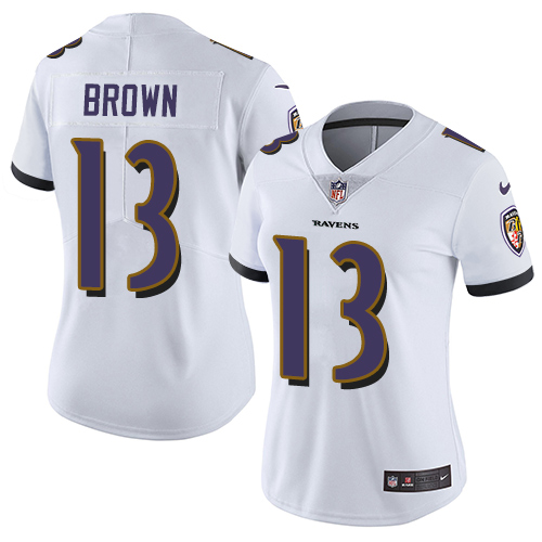 Nike Ravens #13 John Brown White Womens Stitched NFL Vapor Untouchable Limited Jersey