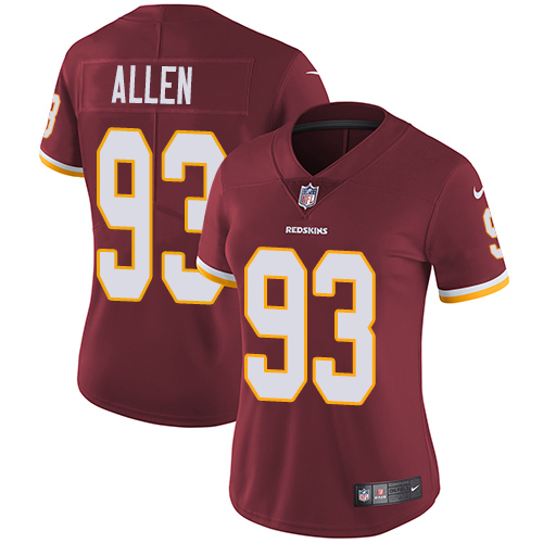 Nike Redskins #93 Jonathan Allen Burgundy Red Team Color Womens Stitched NFL Vapor Untouchable Limit