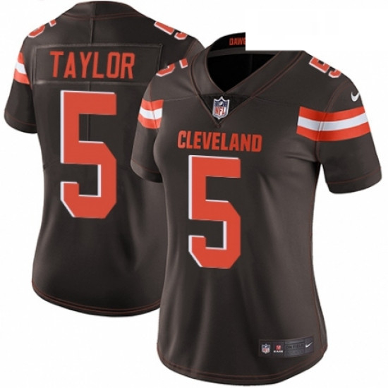 Womens Nike Cleveland Browns 5 Tyrod Taylor Brown Team Color Vapor Untouchable Limited Player NFL Je