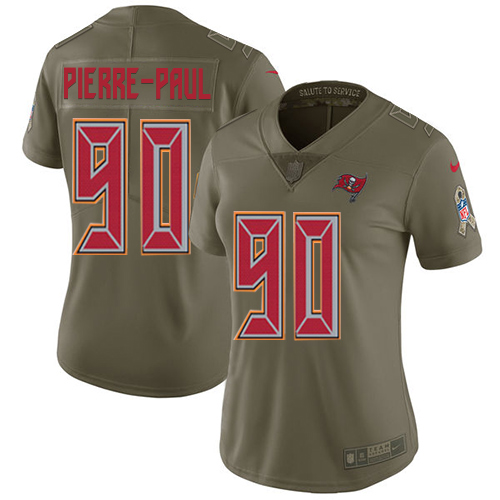 Nike Buccaneers #90 Jason Pierre Paul Olive Womens Stitched NFL Limited 2017 Salute to Service Jerse