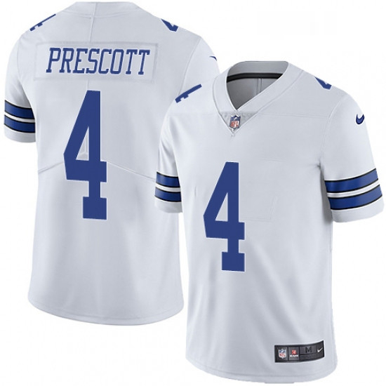 Mens Nike Dallas Cowboys 4 Dak Prescott White Vapor Untouchable Limited Player NFL Jersey