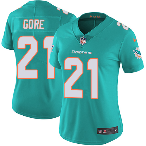 Nike Dolphins #21 Frank Gore Aqua Green Team Color Womens Stitched NFL Vapor Untouchable Limited Jer