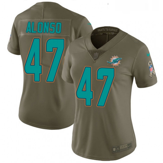 Womens Nike Miami Dolphins 47 Kiko Alonso Limited Olive 2017 Sal