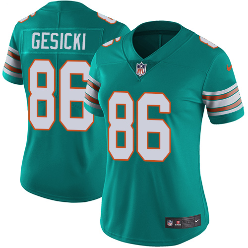 Nike Dolphins #86 Mike Gesicki Aqua Green Alternate Womens Stitched NFL Vapor Untouchable Limited Je