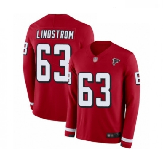 Men Atlanta Falcons 63 Chris Lindstrom Limited Red Therma Long Sleeve Football Jersey