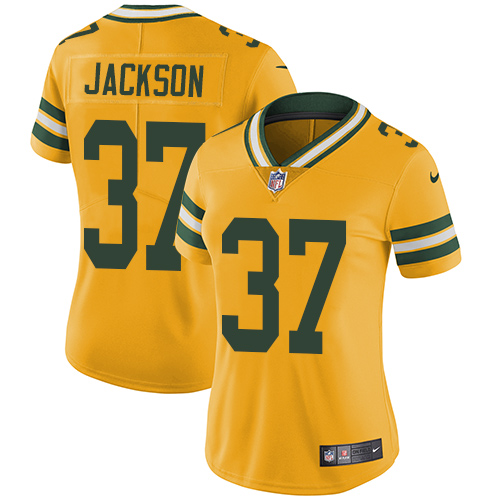 Nike Packers #37 Josh Jackson Yellow Womens Stitched NFL Limited Rush Jersey