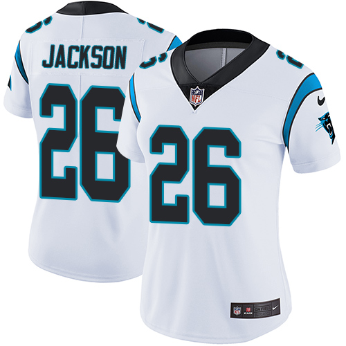 Nike Panthers #26 Donte Jackson White Womens Stitched NFL Vapor 