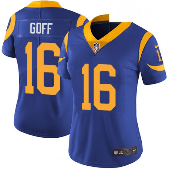 Womens Nike Los Angeles Rams 16 Jared Goff Elite Royal Blue Alternate NFL Jersey