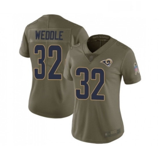 Womens Los Angeles Rams 32 Eric Weddle Limited Olive 2017 Salute to Service Football Jersey