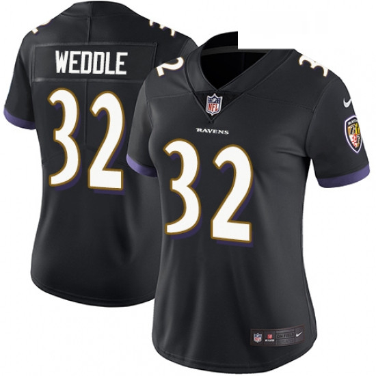 Womens Nike Baltimore Ravens 32 Eric Weddle Black Alternate Vapor Untouchable Limited Player NFL Jer