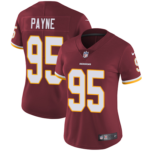 Nike Redskins #95 Da Ron Payne Burgundy Red Team Color Womens Stitched NFL Vapor Untouchable Limited