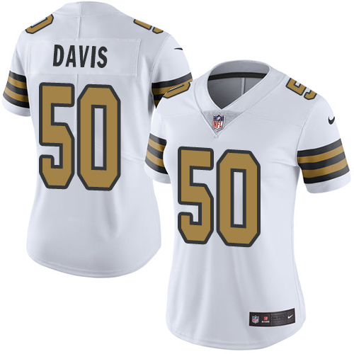 Nike Saints #50 DeMario Davis White Womens Stitched NFL Limited 