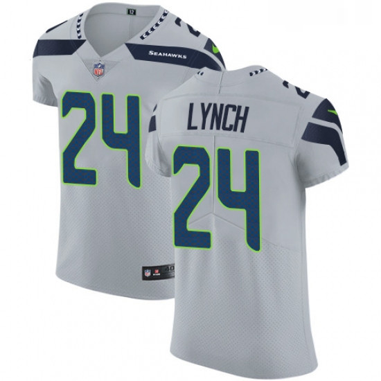 Mens Nike Seattle Seahawks 24 Marshawn Lynch Grey Alternate Vapor Untouchable Elite Player NFL Jerse