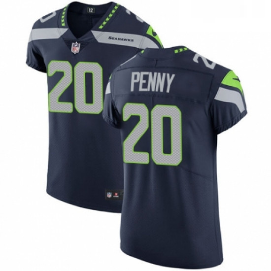 Mens Nike Seattle Seahawks 20 Rashaad Penny Navy Blue Team Color Vapor Untouchable Elite Player NFL 