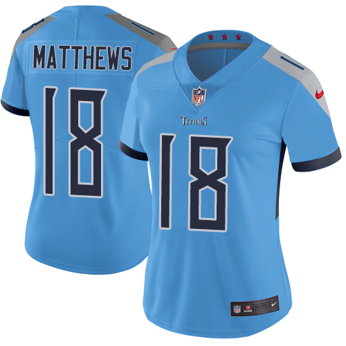 Nike Titans #18 Rishard Matthews Light Blue Team Color Womens Stitched NFL Vapor Untouchable Limited