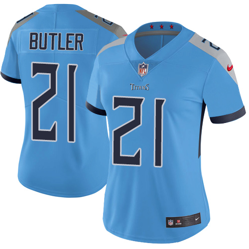 Nike Titans #21 Malcolm Butler Light Blue Team Color Womens Stitched NFL Vapor Untouchable Limited J