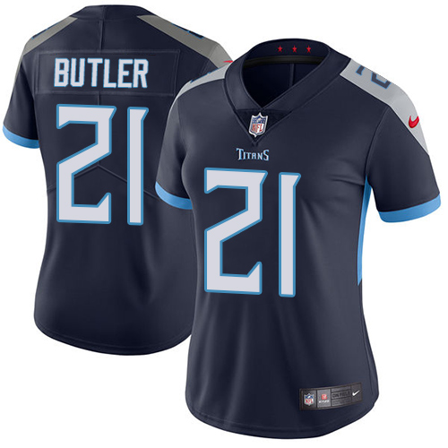 Nike Titans #21 Malcolm Butler Navy Blue Alternate Womens Stitched NFL Vapor Untouchable Limited Jer