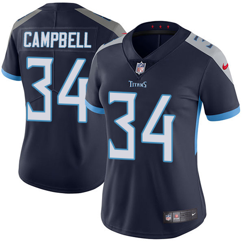 Nike Titans #34 Earl Campbell Navy Blue Alternate Womens Stitched NFL Vapor Untouchable Limited Jers