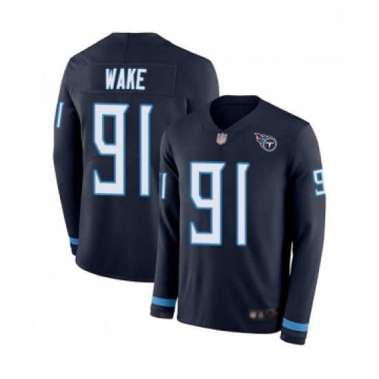 Youth Tennessee Titans 91 Cameron Wake Limited Navy Blue Therma 