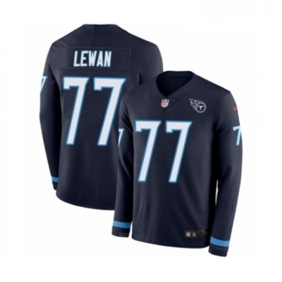 Youth Nike Tennessee Titans 77 Taylor Lewan Limited Navy Blue Therma Long Sleeve NFL Jersey