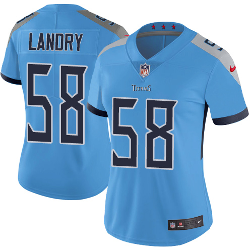 Nike Titans #58 Harold Landry Light Blue Team Color Womens Stitched NFL Vapor Untouchable Limited Je