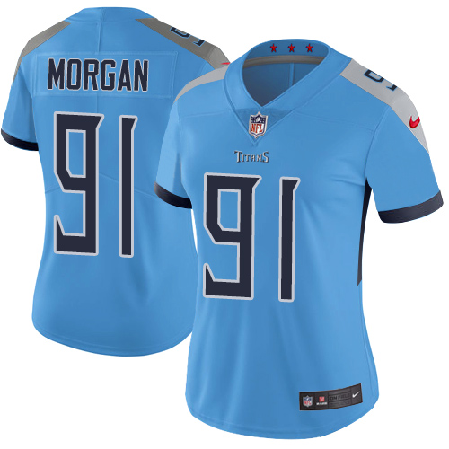 Nike Titans #91 Derrick Morgan Light Blue Team Color Womens Stitched NFL Vapor Untouchable Limited J