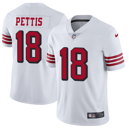 Nike 49ers #18 Dante Pettis White Rush Mens Stitched NFL Vapor Untouchable Limited Jersey