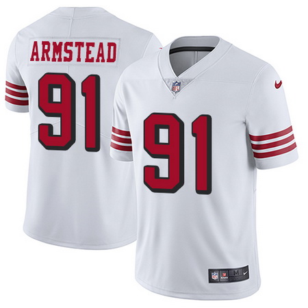 Nike 49ers #91 Arik Armstead White Rush Mens Stitched NFL Vapor Untouchable Limited Jersey