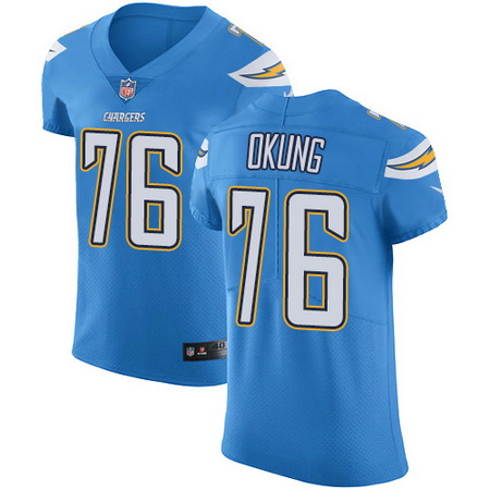 Nike Chargers #76 Russell Okung Electric Blue Alternate Mens Stitched NFL Vapor Untouchable Elite Je