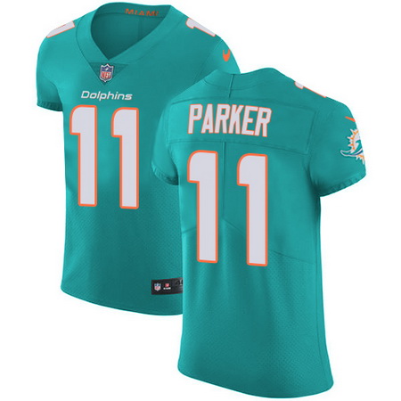 Nike Dolphins #11 DeVante Parker Aqua Green Team Color Mens Stit