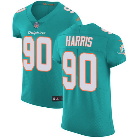 Nike Dolphins #90 Charles Harris Aqua Green Team Color Mens Stit