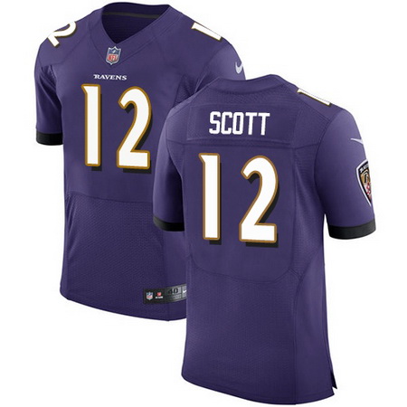 Nike Ravens #12 Jaleel Scott Purple Team Color Mens Stitched NFL Vapor Untouchable Elite Jersey